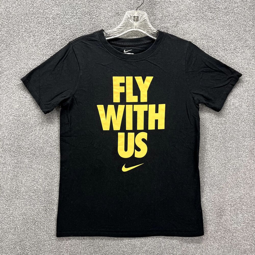 The Nike Tee T-Shirt Boys Medium Black Yellow Fly With‎ Us Athletic Short Sleeve